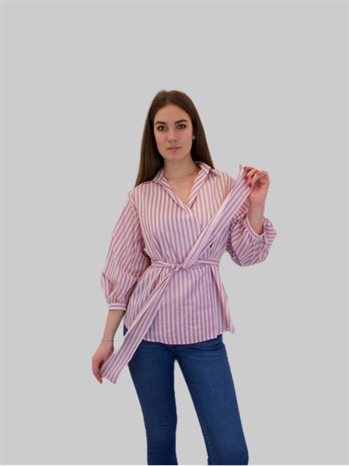 camicia donna avorio/lilla in tela di cotone e seta MAXMARA WEEKEND | 2351110731600022